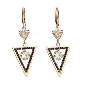 Geometric Shape Zircon Ear Drop Unique Long Earrings