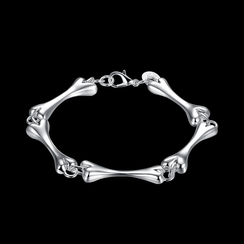 YUEYIN Simple Silver Bone Buckle Bracelet 