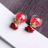 Trendy Colorful Glass Ball Stars Ear Stud Flower Earrings