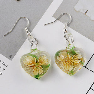 Flower Pattern Heart Dangle Earring for Women