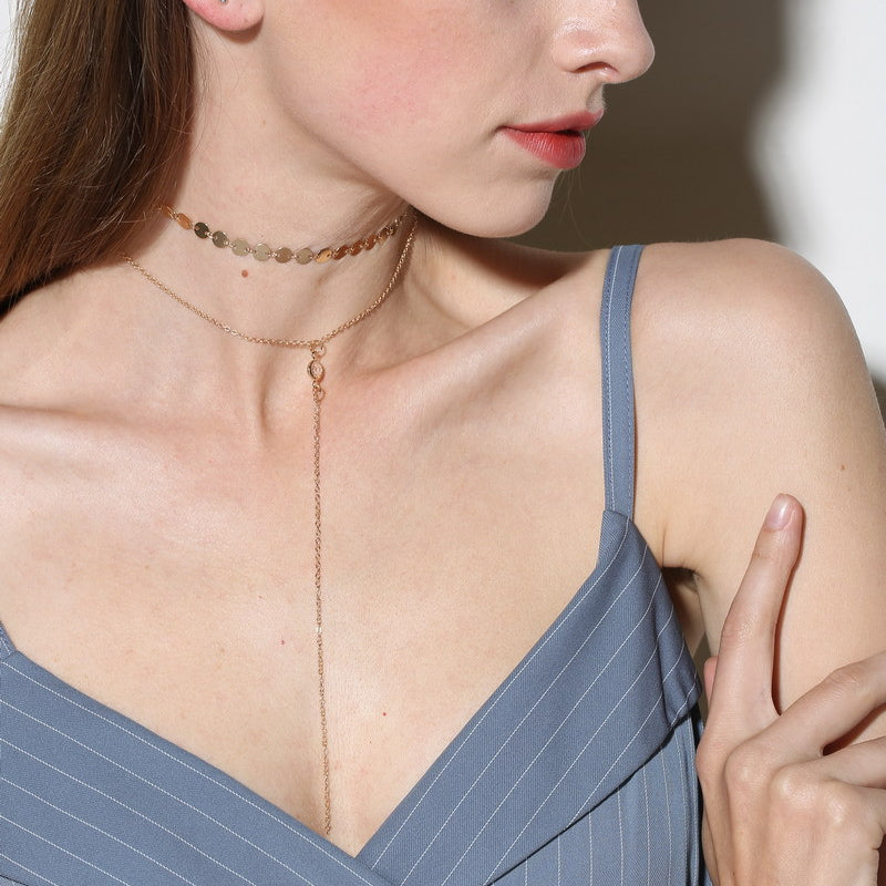 Simple Crystal Necklace Sequins Clavicle Chain Women Choker