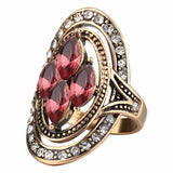 Bohemian Red Gemstone Crystal Finger Rings for Women