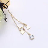 Trendy Balancing Style Gold Square Triangle Dangle Tassel Rhinestone Earrings Gift for Women 