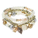 Bohemian Multilayer Crystal Bead Leaf Pendant Bracelet