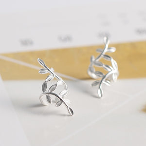 Fashion 925 Sterling Silver Wrap Leaf Cartilage Earrings