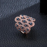 Sapphire Zircon Gold Enagement Ring Wide Wave Luxury Elegant Gift Accessories