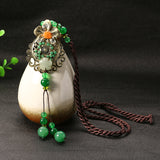 Ethnic Style Necklace Flower Jade Rope Retro Necklace for Women