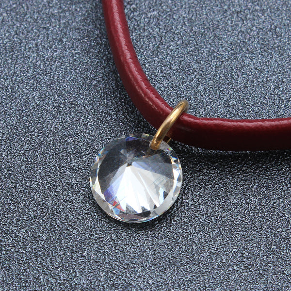 Leather Collar Short Necklace Zircon Clavicle Cord Necklaces