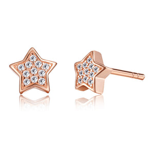 Cute 925 Silver Star Cubic Zircon Crystal Earrings Women Jewelry