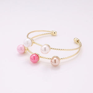 Trendy Balancing Style Double Layer Pearl Bracelet Simple Alloy Rainbow Pearl Bracelets for Women