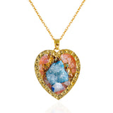 harNatural Stone Multicolor Crystal Heart Geometric Necklace