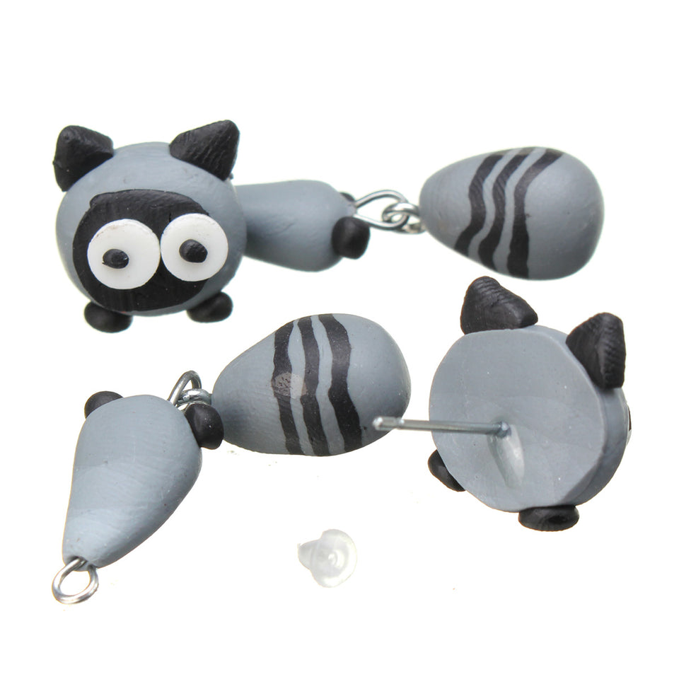 Cute Handmade Polymer Clay Cartoon Animal Earrings For Women