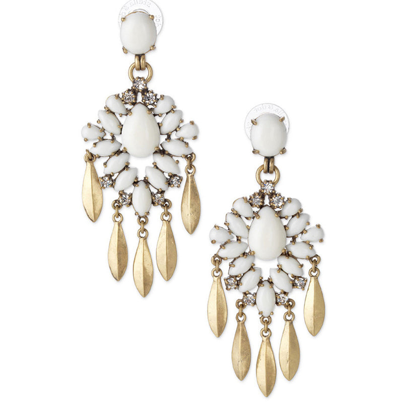 Bohemian White Gem Drop Earrings