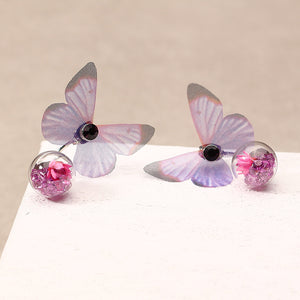 Trendy Crystal Glass Ball Flower Butterfly Fabric Earrings for Women 