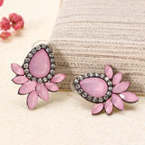 Sweet Drop Rhinestones Women's Crystal Flower Leaf Earrings