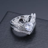 2 Pcs/set Sweet Swan Heart Zirconia Engagement Wedding Rings