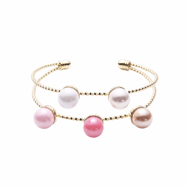 Trendy Balancing Style Double Layer Pearl Bracelet Simple Alloy Rainbow Pearl Bracelets for Women