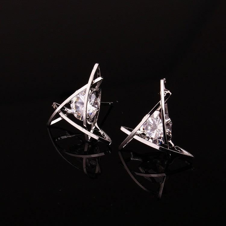 Exquisite Triangle Ear Stud Zircon Crystal Earrings