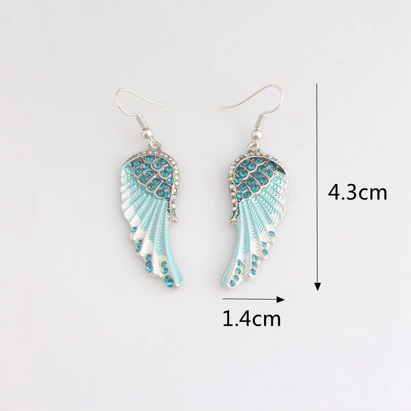 Cute Women's Earrings Angel Wings Rhinestone Alloy Earrings