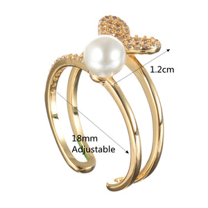 Fashion Open End Ring 18K Gold Plated Zirconia