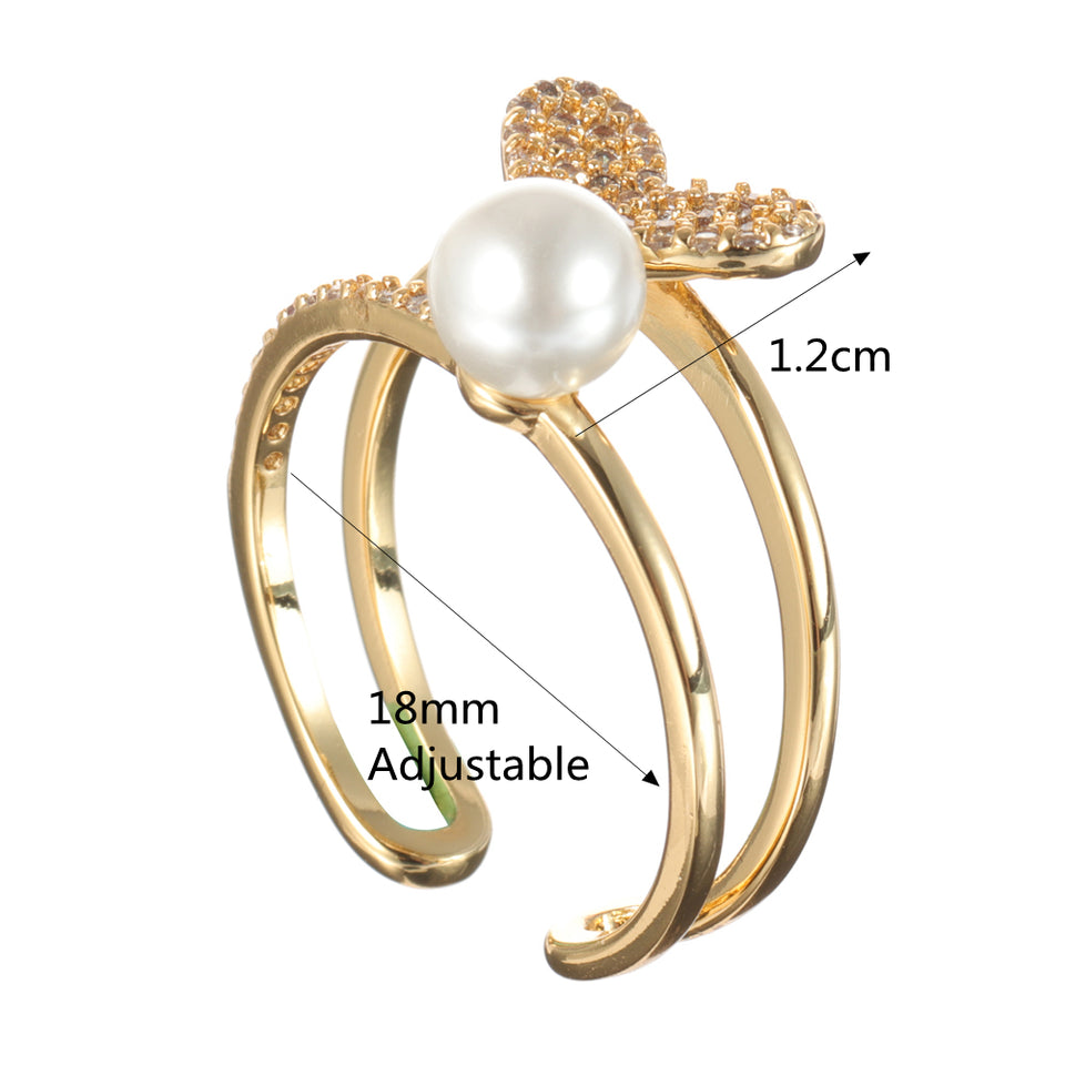 Fashion Open End Ring 18K Gold Plated Zirconia