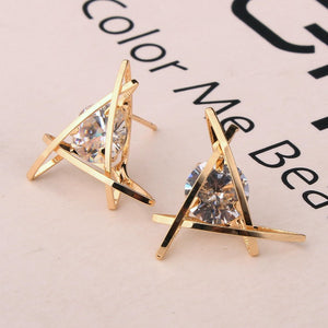 Exquisite Triangle Ear Stud Zircon Crystal Earrings