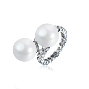 Elegant Ring Pearl Full Zircon Irregular Women Ring