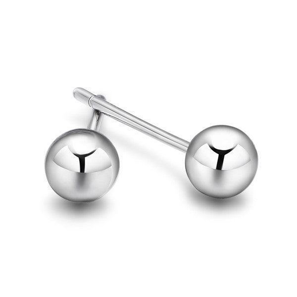 1pc Trendy 999 Sterling Silver Round Bead Ear Stud Earring