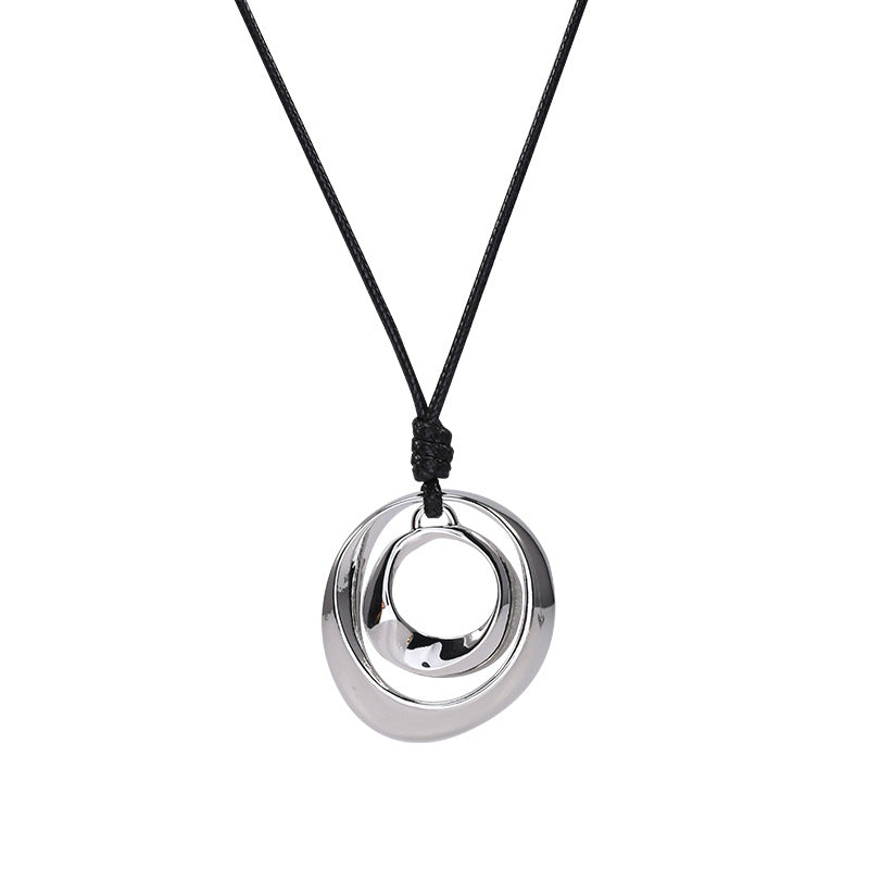 Alloy Necklace Double Circle Personality Simple Fashion Pend