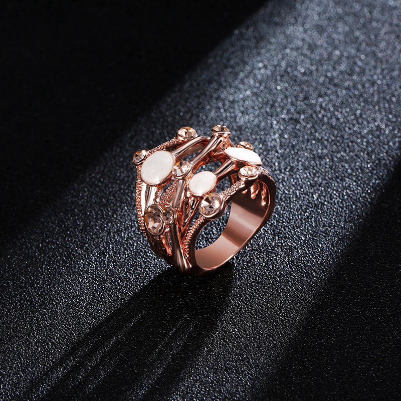 Irregular Interlaced Line Rose Gold Opal Ring Clothing Accessories Fashion Women Jewelry