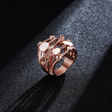 Irregular Interlaced Line Rose Gold Opal Ring Clothing Accessories Fashion Women Jewelry