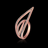 Streamline Leaf Shape Stylish Finger Ring Rhinestone Eco Friendly Accessories Anallergic Jewelry