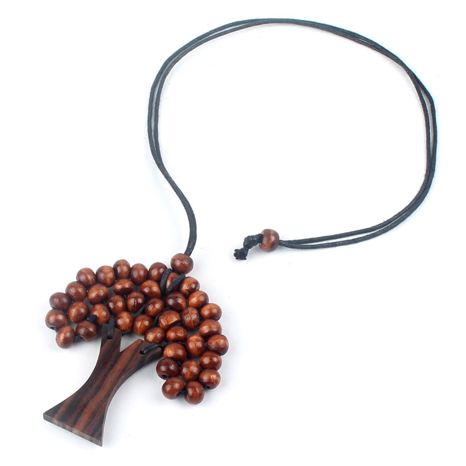 Bohemian Handmade Wooden Beads Tree of Life Necklace