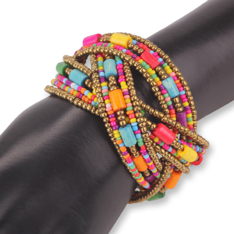 Cheap Bohemian Handmade Beaded Open-end Bracelet for Women