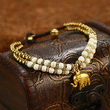 Retro Elephant Pendant Hand-wove Adjustable Women Bracelet