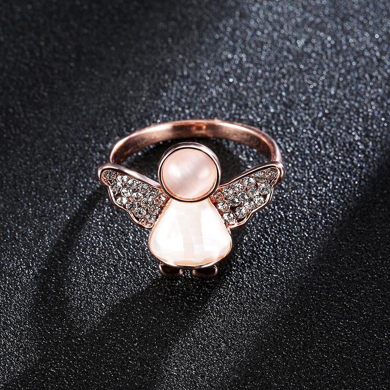 Sweet Angel Opal Ring Clothing Accessories Rose Gold Plated Anallergic Jewelry for Women