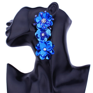 Trendy Hand-made Sequins Three-dimensional Flowers Earrings