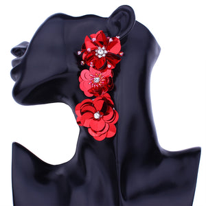 Trendy Hand-made Sequins Three-dimensional Flowers Earrings