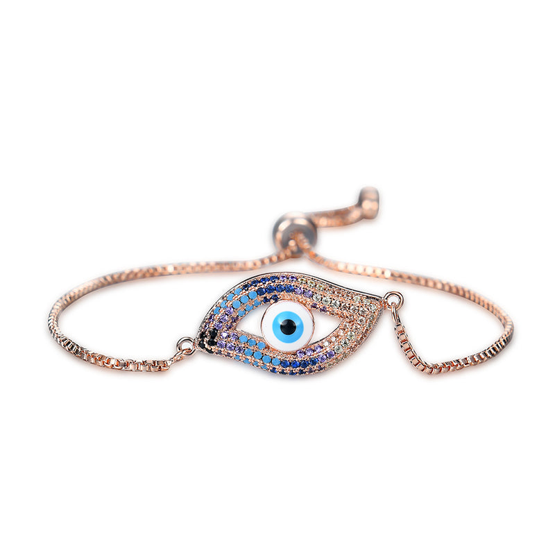 Trendy New Evil Eye Shape Adjustable Metal Zircon Bracelet Unisex Jewelry