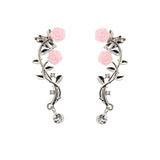 Elegant Pink Flower Womens Cuff Earring Silver Gold Color