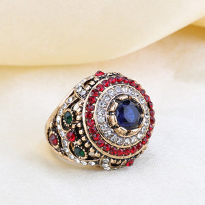 Bohemian Gold Plated Rings Opal Blue Resin Crystal Rings