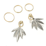 5Pcs Leaf Geometric Earring Set Gold Rings Ear Clip Jewelry