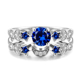 Trendy Sapphire Star Moon Ring Set Jewelry Gift for Women