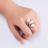 Rose Gold Plated Crystal Rhinestones Flower Women Finger Rings