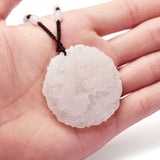 White Jade Dragon Phoenix Tibet Buddhist Lucky Pendant Charm