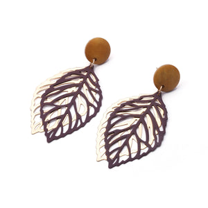 Simple Style Wood Hollow Leaves Drop Earrings  for Women