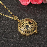 Tree Life Hollow Vintage Retro Magnifier Pendant Glass Necklace Chain