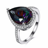 Sweet Wedding Ring Fashion Platinum Plated Water Drop Rainbow Zircon Women Finger Ring 