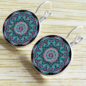 Bohemian Flower Drop Earring Ethnic Earrings Purple Flower