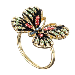 Fashion Colorful Butterfly 18K Gold Ring Luxury